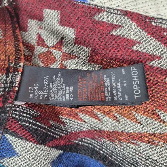 Womens Top Shop Southwest Print Mini Skirt size 8 - Picture 7 of 11